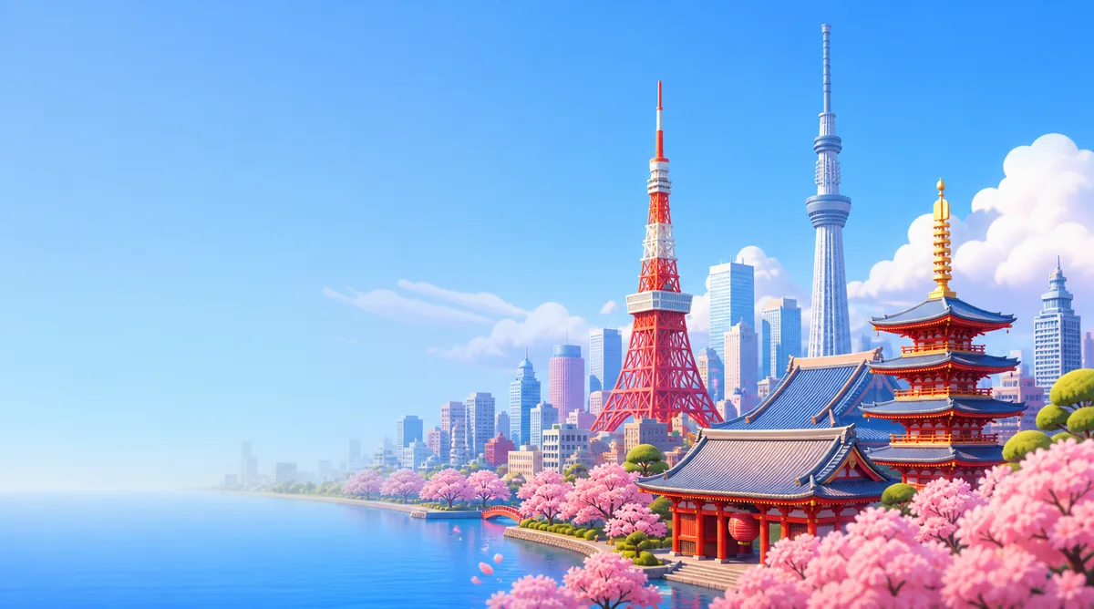 Tokyo landmark illustration